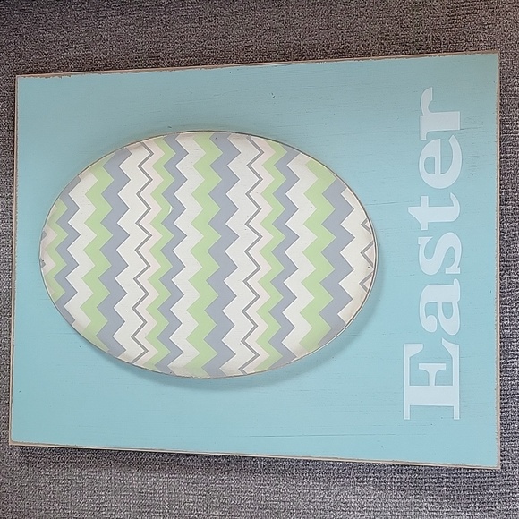 Easter Egg Wood Hanging Plaque Pastel Colors‎ - Picture 1 of 5